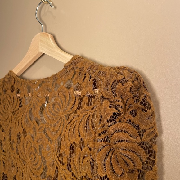 Free People Caramel Lace Long Sleeve Mini Dress - Picture 6 of 7